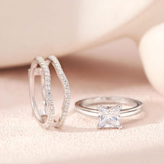 3 PC Princess Cut 14K Gold Solitaire CVD Diamond Bridal Sets