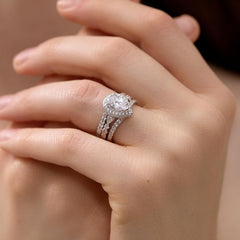 3 PC Sterling Silver Pear Cut Moissanite Wedding Ring Sets