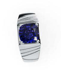 Men's Sterling Silver Moissanite Ring Cushion CU 8X8mm