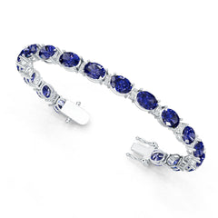 Sterling Silver Moissanite or Sapphire Bracelet 8X6mm