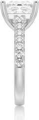 Princess Cut Moissanite Sterling Silver Solitaire Engagement Ring for Women