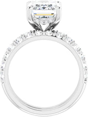 2PC Emerald Cut Moissanite Sterling Silver Handmade Solitaire Engagement & Bridal Ring