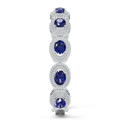 Sterling Silver Moissanite Bracelet Oval OV 9X7mm