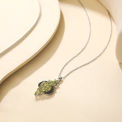 Natural Green Peridot Black Spinel Necklace S925 Sterling Silver Birthstone Gemstone Engagement Gift