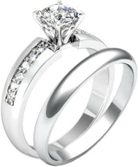 3PC Round Cut White Moissanite 925 Sterling Silver Trio Bridal Wedding & Engagement Promise Ring Set for His & Her