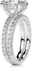 2 PC Oval Brilliant Cut CVD Diamond Bridal Wedding & Engagement Ring Set for Women