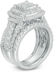 3 PC Princess Cut CVD Diamond 18K Gold Bridal Wedding & Engagement Ring Set for Women