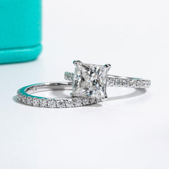 2 PC 3CT Sterling Silver CVD Diamond Bridal Sets