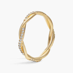 Petite Twist Full Eternity CVD Diamond Sterling Silver Wedding Band Ring for Women