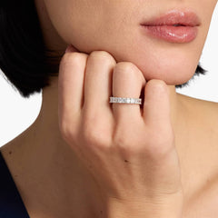 Emerald cut eternity band on hand (draft BN ref)