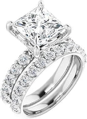 2PC Princess Cut CVD Diamond 925 Sterling Silver Bridal Engagement & Wedding Ring Set for Women