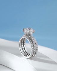 3 Piece Moissanite Wedding Ring Set 3CT D Color Sterling Silver