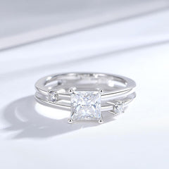 Princess Cut Moissanite 925 Sterling Silver Engagement & Wedding Ring for Women