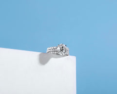 3 Piece Moissanite Wedding Ring Set 3CT D Color Sterling Silver
