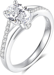 Oval Cut CVD Diamond Sterling Silver Engagement & Wedding Ring Jewelry Gift for Women