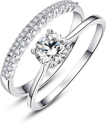 2 PC Round Cut CVD Diamond 18K Gold Bridal Wedding & Engagement Ring Set for Women