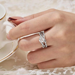 2 PC Round Cut Moissanite Infinity Sterling Silver Bridal Wedding & Engagement Ring Set for Women