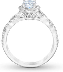 Round Cut Bridal Set Moissanite Engagement Rings for Women Platinum Plated Silver Round Moissanite Rings
