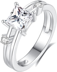 Princess Cut Moissanite 925 Sterling Silver Engagement & Wedding Ring for Women