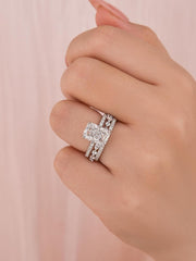 3 PC Radiant Cut Moissanite Sterling Silver Bridal Wedding & Engagement Ring Set for Women