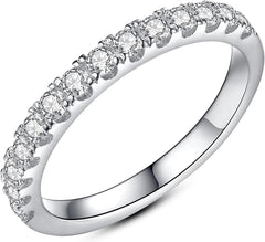 2 PC Round Cut Moissanite Solitaire Sterling Silver Bridal Wedding & Engagement Ring Set for Women