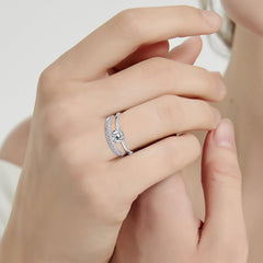2 PC Round Cut CVD Diamond Bridal Wedding & Engagement Ring Set for Women
