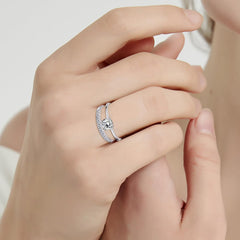 2 PC Round Cut Moissanite Bridal Wedding & Engagement Ring Set for Women