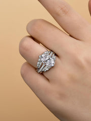 2 PC Oval Cut Moissanite Sterling Silver Bridal Wedding & Engagement Ring Set for Women