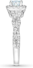 Round Cut Bridal Set Moissanite Engagement Rings for Women Platinum Plated Silver Round Moissanite Rings