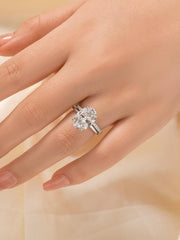 2 PC Oval Cut CVD Diamond Sterling Silver Bridal Wedding & Engagement Ring Set for Women