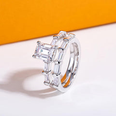 Emerald Cut CVD Diamond Wedding Rings Set Bridal Sets Sterling Silver Engagement Promise Rings for Women Couples