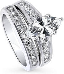 Marquise Cut Moissanite 925 Sterling Silver Engagement & Wedding Ring for Women
