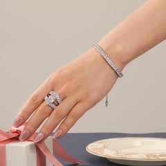 2PCS Cushion Cut Moissanite 925 Sterling Silver Interchangeable Bridal Engagement & Wedding Ring Set for Women