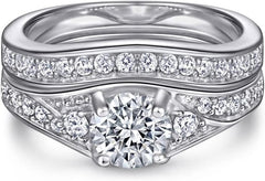 2 PC Round Brilliant Cut Channel Set CVD Diamond 14K Gold Bridal Engagement & We