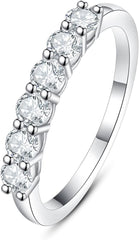 Round Brilliant Cut 6-Stone Moissanite Eternity Wedding Band Ring for Women
