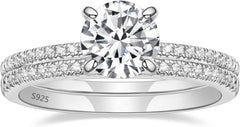 2 PC Round Cut CVD Diamond 14K Gold Bridal Wedding & Engagement Ring Set for Wom