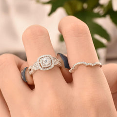 Round Brilliant Cut Wedding Rings Set for Women Round White Moissanite  Engagement Rings Bridal Set Sterling Silver