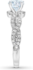 2PC Round Brilliant Cut CVD Diamond Bridal Wedding Engagement Ring Set for Women