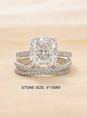 2 PC Cushion Cut CVD Diamond 14K Gold Bridal Engagement Ring Set with X-Shaped P