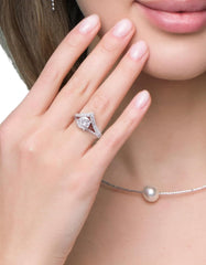 Round Cut Moissanite Halo Engagement & Wedding Band Ring for Women – S925 Sterling Silver