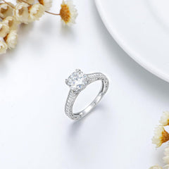 2 PC Round Brilliant Cut CVD Diamond Bridal Wedding Engagement Ring Set for Women