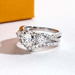 2 PC Round Brilliant Cut CVD Diamond 14K Gold Bridal Wedding & Engagement Ring S