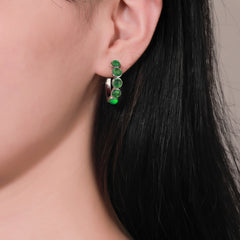 Laboratory Cultivation Of Jade Earring S925 Sterling Silver Mother's Day Jewelry Gift