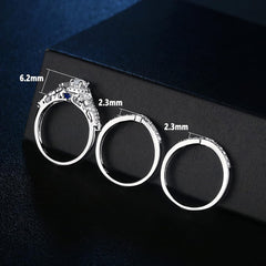 2 PC Vintage Pear Teardrop Moissanite Sterling Silver Bridal Wedding & Engagement Ring Set for Women