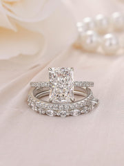 3 PC Radiant Cut CVD Diamond 14K Gold Bridal Wedding & Engagement Ring Set for W