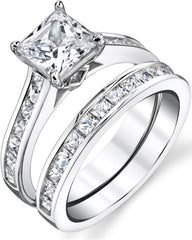 Princess Cut CVD Diamond 18K Gold Bridal Engagement & Wedding Ring Set