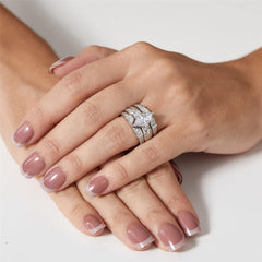 3 PC Marquise Brilliant Cut Moissanite Sterling Silver Bridal Wedding & Engagement Ring Set for Women