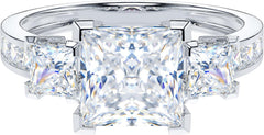 Princess Cut CVD Diamond Sterling Silver Engagement Ring for Women
