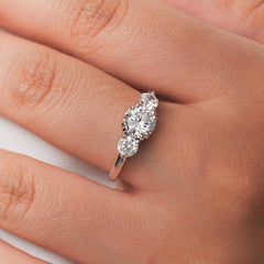3-Stone CVD Diamond 925 Sterling Silver Bridal Engagement & Promise Ring for Women