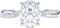 Sterling Silver 4-Prong Petite Twisted Vine Oval Cut Genuine Moissanite Engagement Ring Promise Bridal Ring
